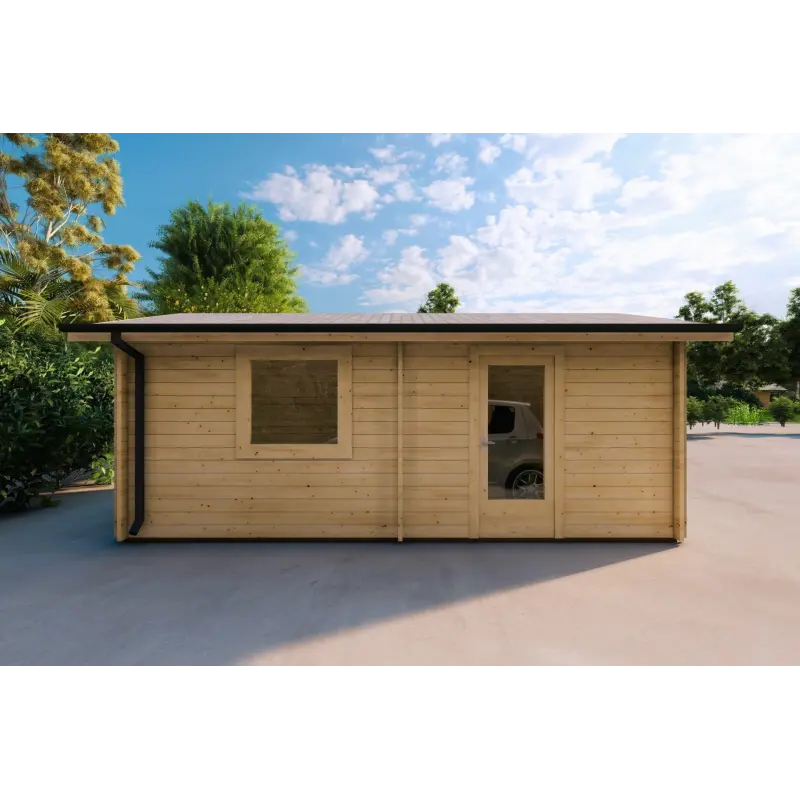Garage in legno SINGOLO 3.5x6 44mm, lato sinistro