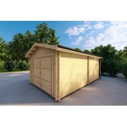 Garage in legno SINGOLO 3.5x6 44mm, fronte lato destro