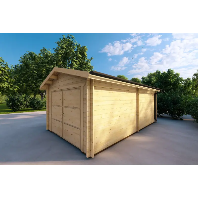 Garage in legno SINGOLO 3.5x6 44mm, fronte lato destro