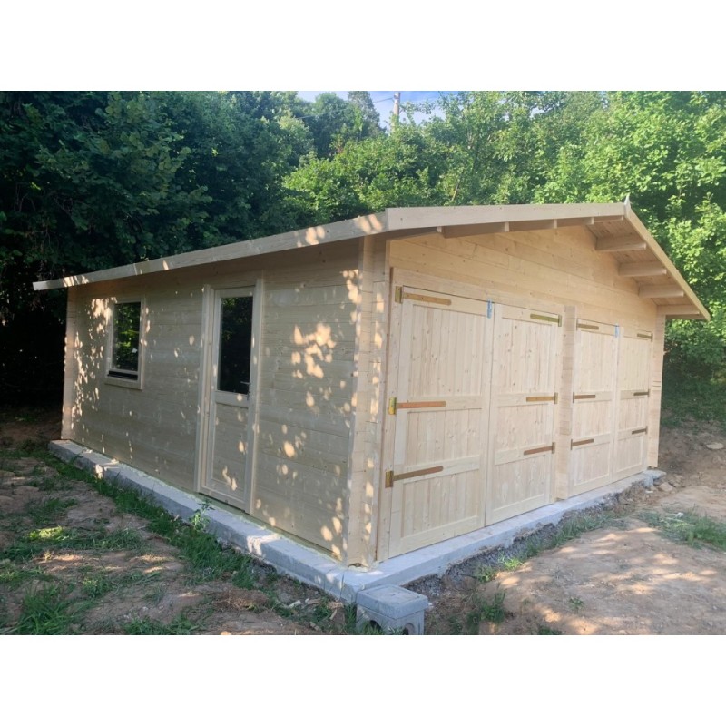 Garage di legno DOPPIO 6x6 44mm, realizzazione fronte lato sinistro