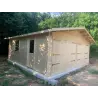 Garage di legno DOPPIO 6x6 44mm, realizzazione fronte lato sinistro