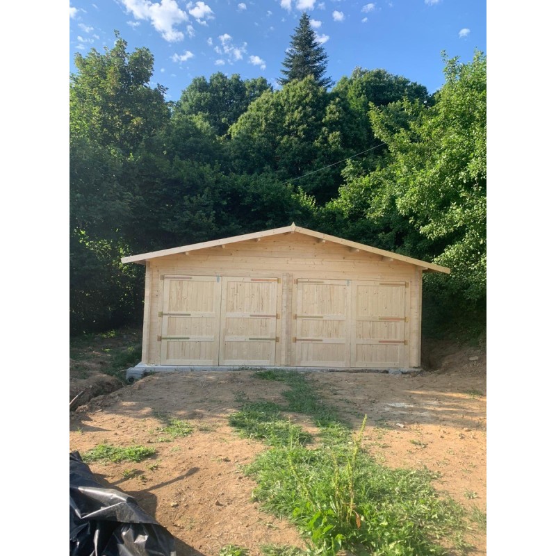 Garage di legno DOPPIO 6x6 44mm, realizzazione vista frontale