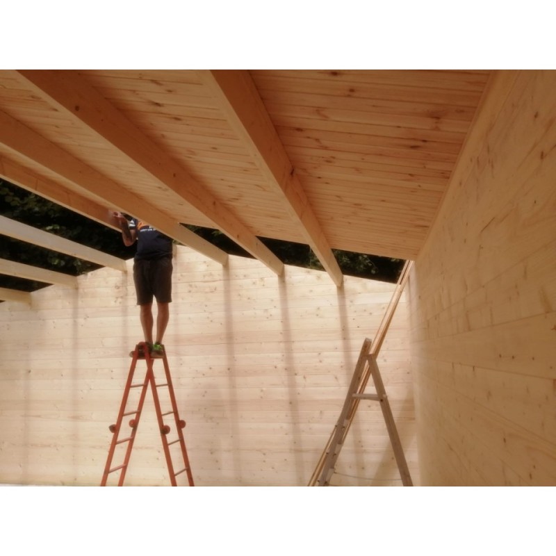 Garage di legno DOPPIO 6x6 44mm, realizzazione interno tetto