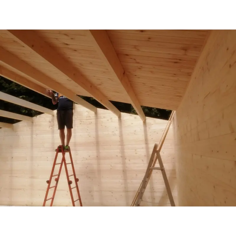 Garage di legno DOPPIO 6x6 44mm, realizzazione interno tetto