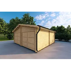 Garage di legno DOPPIO 6x6 44mm, fronte lato destro