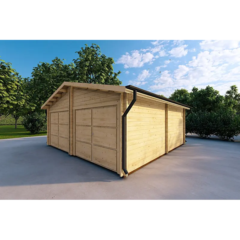 Garage di legno DOPPIO 6x6 44mm, fronte lato destro