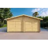 Garage di legno DOPPIO 6x6 44mm, vista frontale