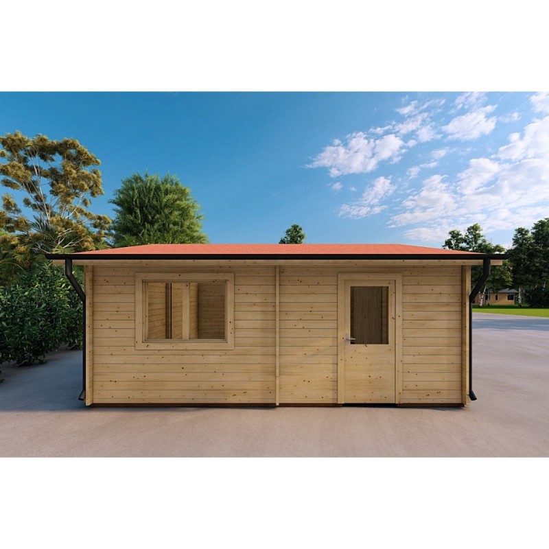 Garage di legno DOPPIO 6x6 44mm, lato sinistro