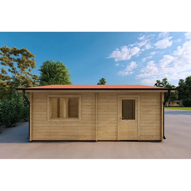Garage di legno DOPPIO 6x6 44mm, lato sinistro