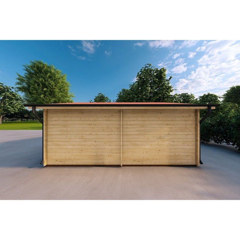 Garage di legno DOPPIO 6x6 44mm, lato destro