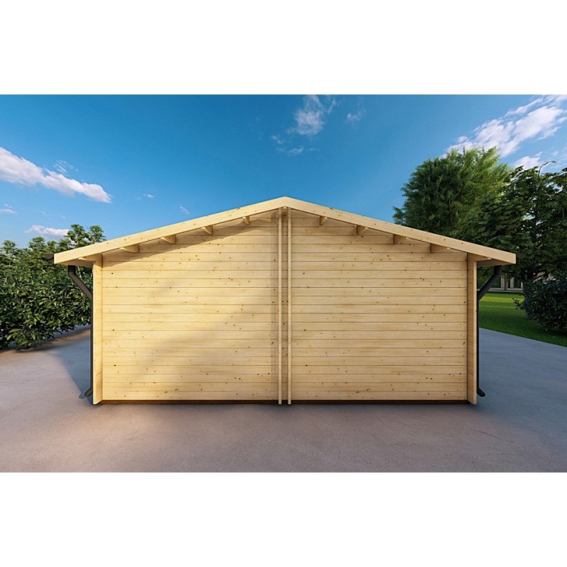 Garage di legno DOPPIO 6x6 44mm, retro