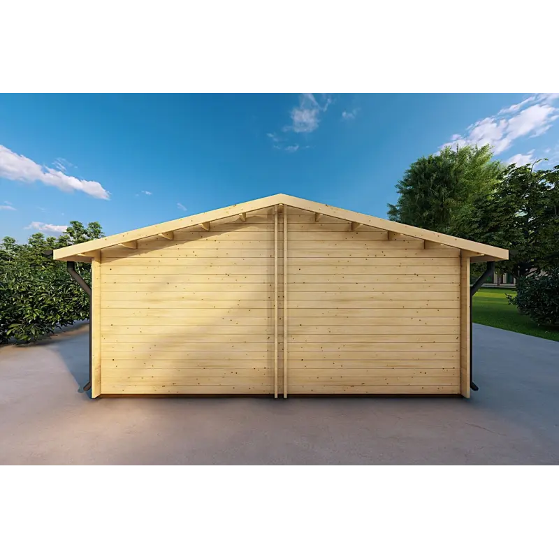 Garage di legno DOPPIO 6x6 44mm, retro