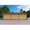 Garage in legno TRE POSTI 9x6 44mm, vista frontale