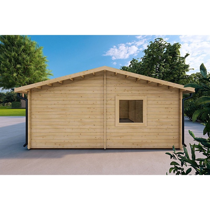Garage in legno TRE POSTI 9x6 44mm, lato destro