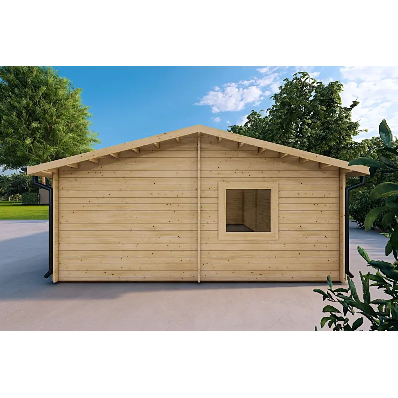 Garage in legno TRE POSTI 9x6 44mm, lato destro
