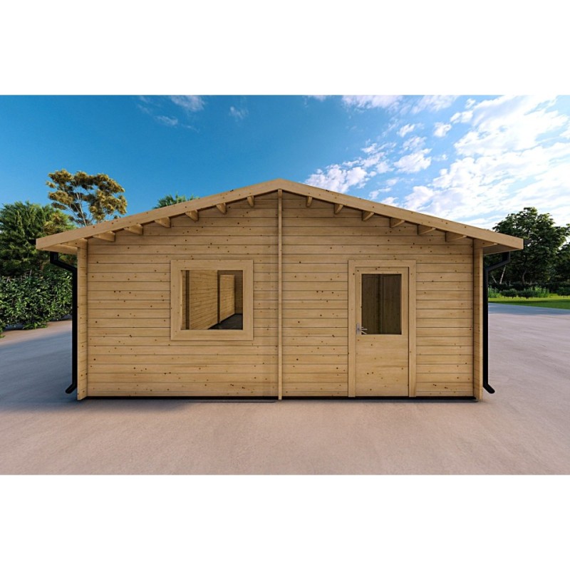 Garage in legno TRE POSTI 9x6 44mm, lato sinistro