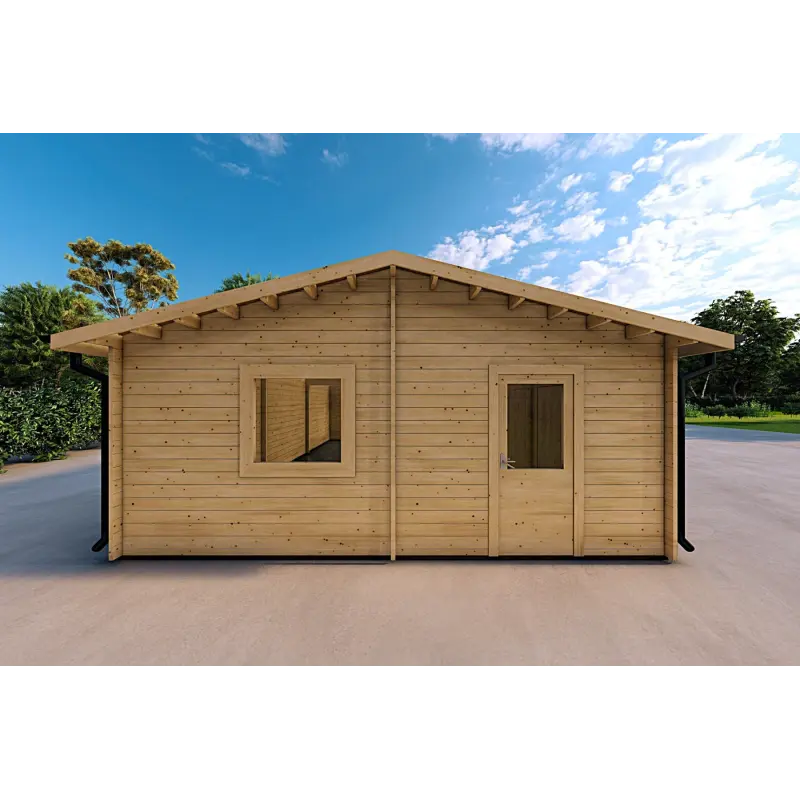 Garage in legno TRE POSTI 9x6 44mm, lato sinistro