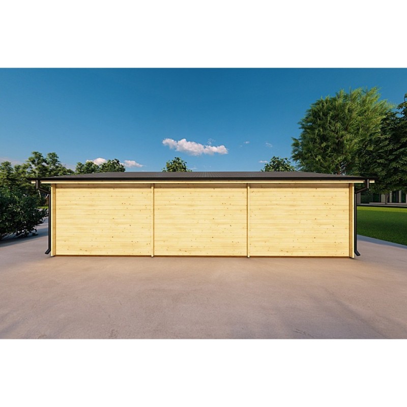 Garage in legno TRE POSTI 9x6 44mm, retro