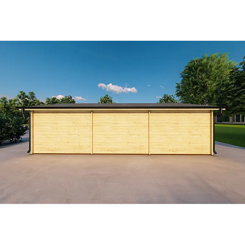Garage in legno TRE POSTI 9x6 44mm, retro
