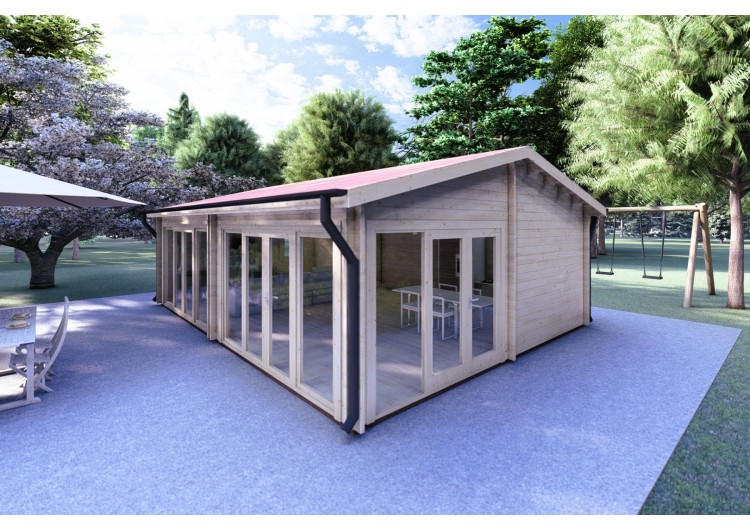 Casa di legno AUGUSTA 8x6 44 mm, fronte lato destro