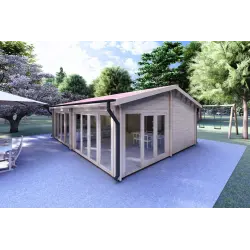 Casa di legno AUGUSTA 8x6 44 mm, fronte lato destro