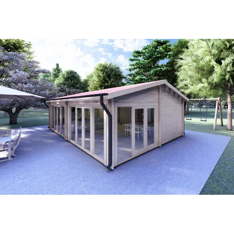 Casa di legno AUGUSTA 8x6 44 mm, fronte lato destro