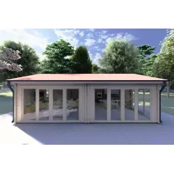 Casa di legno AUGUSTA 8x6 44 mm, vista frontale