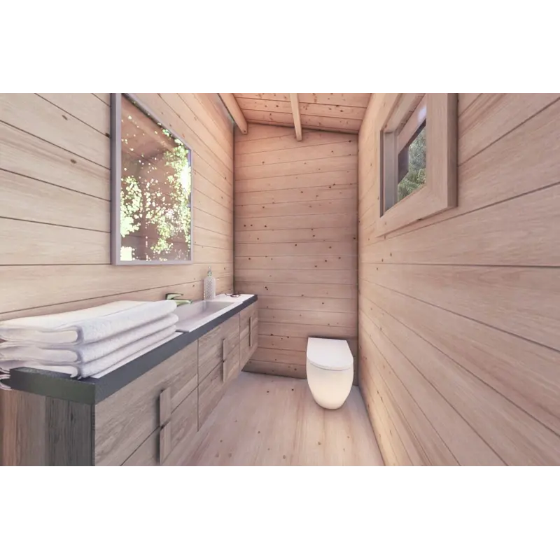 Casa di legno AUGUSTA 8x6 44 mm, interno bagno