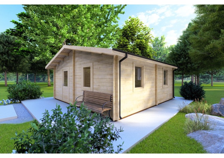 Casa di legno IRMA 6x6 44 mm, fronte lato destro