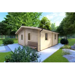 Casa di legno IRMA 6x6 44 mm, fronte lato destro
