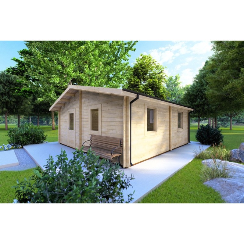 Casa di legno IRMA 6x6 44 mm, fronte lato destro