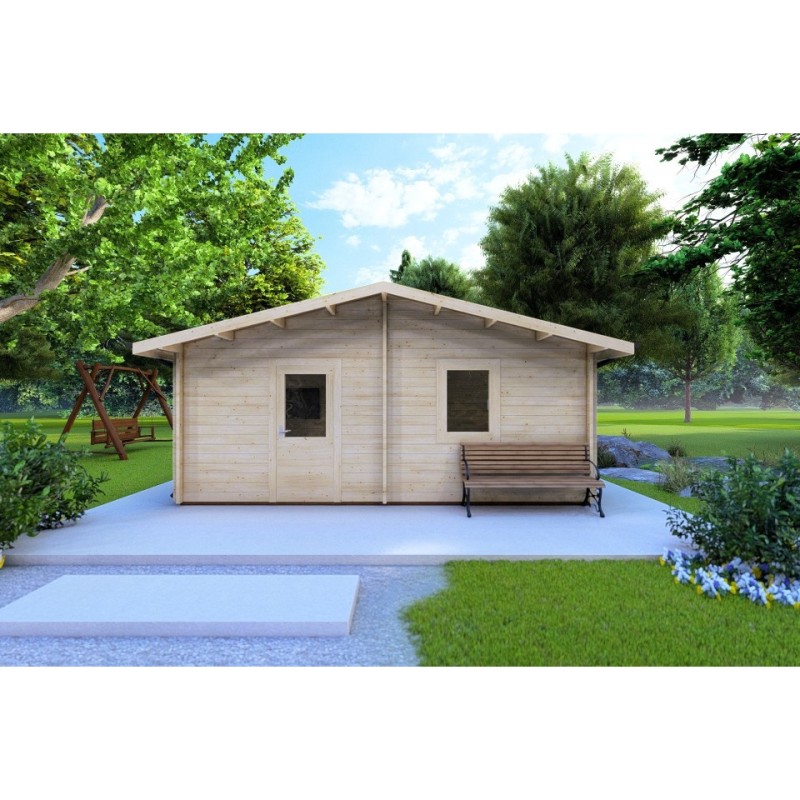 Casa di legno IRMA 6x6 44 mm, vista frontale