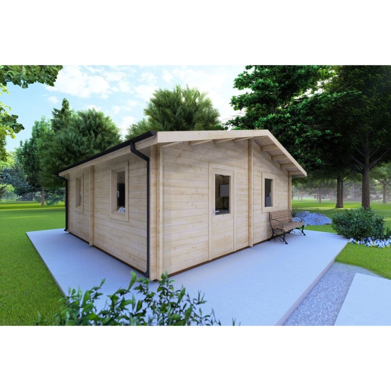 Casa di legno IRMA 6x6 44 mm, lato sinistro