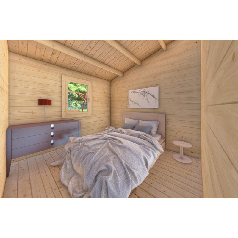 Casa di legno IRMA 6x6 44 mm, interno camera da letto
