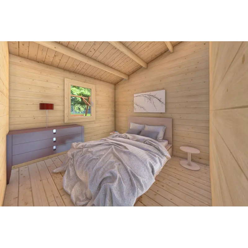 Casa di legno IRMA 6x6 44 mm, interno camera da letto