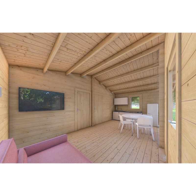 Casa di legno IRMA 6x6 44 mm, interno open space