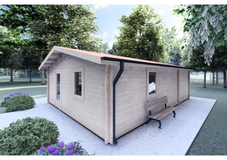 Casa di legno DALIA 6x8 44 mm, fronte lato destro