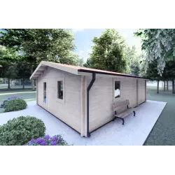 Casa di legno DALIA 6x8 44 mm, fronte lato destro