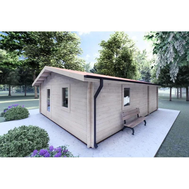 Casa di legno DALIA 6x8 44 mm, fronte lato destro