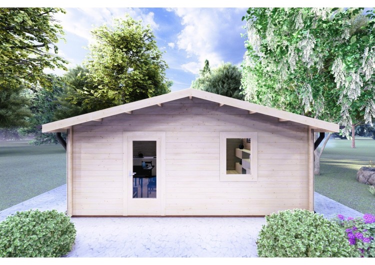 Casa di legno DALIA 6x8 44 mm, vista frontale