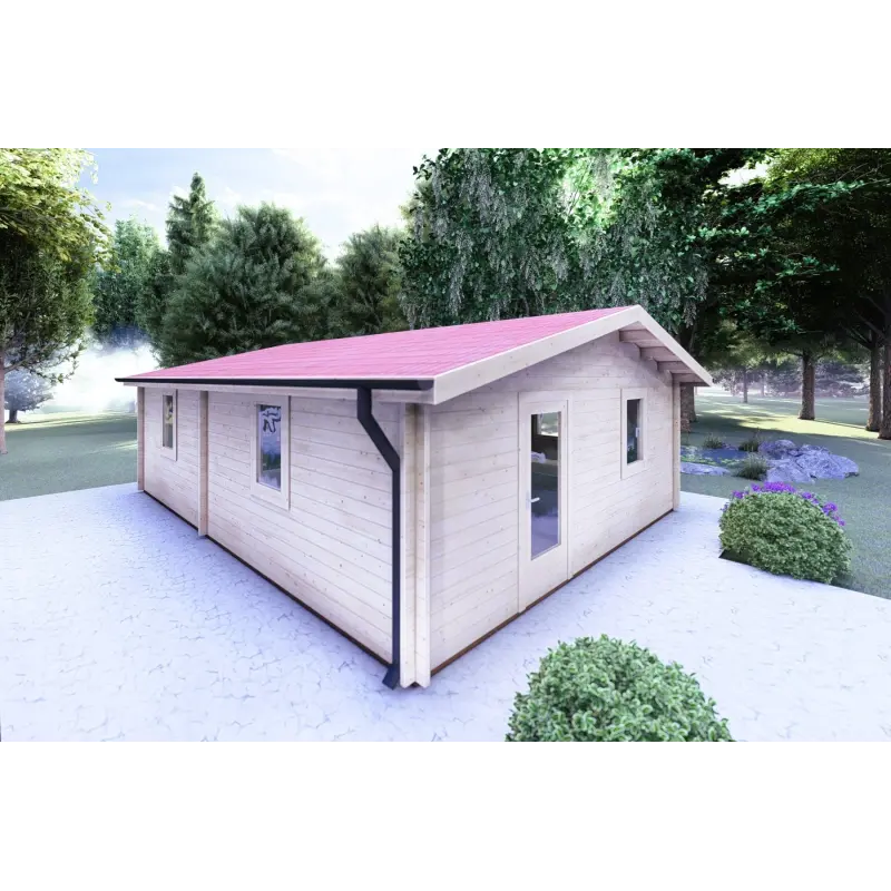 Casa di legno DALIA 6x8 44 mm, fronte lato sinistro