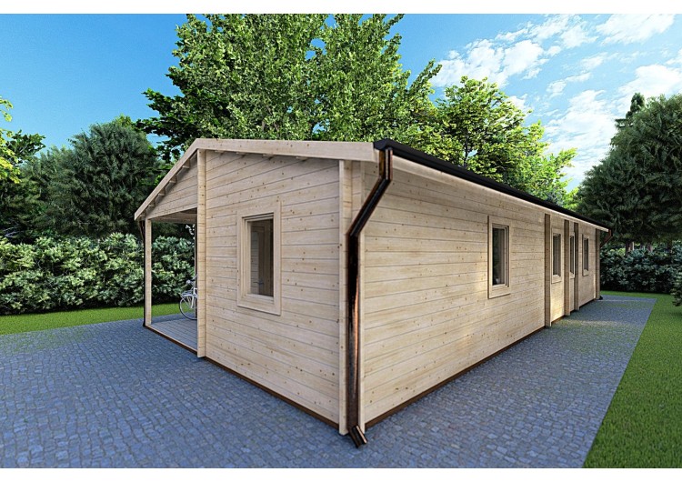 Casa di legno ALMA 6x12 44 mm, fronte lato destro