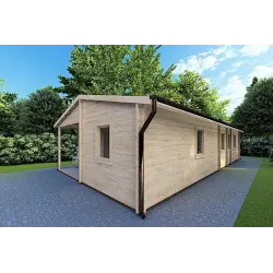 Casa di legno ALMA 6x12 44 mm, fronte lato destro
