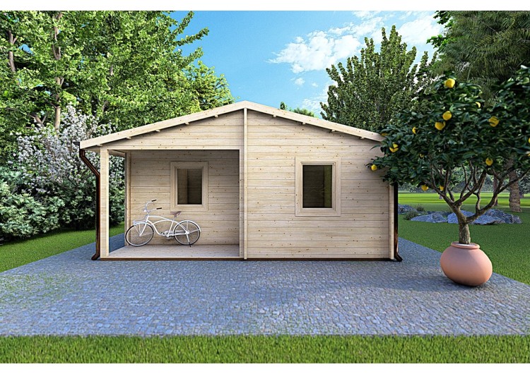 Casa di legno ALMA 6x12 44 mm, vista frontale