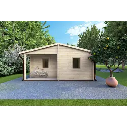Casa di legno ALMA 6x12 44 mm, vista frontale