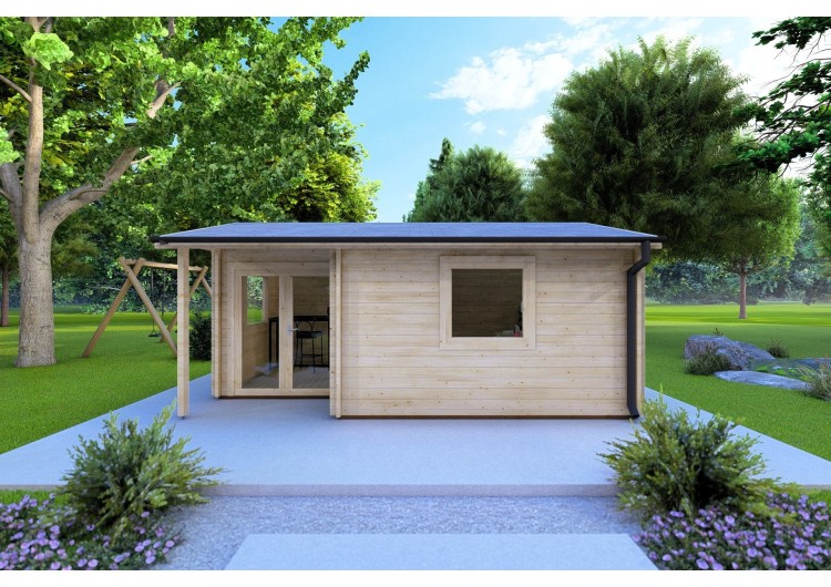 Casetta in legno SONIA 6x4 44 mm, vista frontale