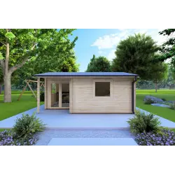 Casetta in legno SONIA 6x4 44 mm, vista frontale