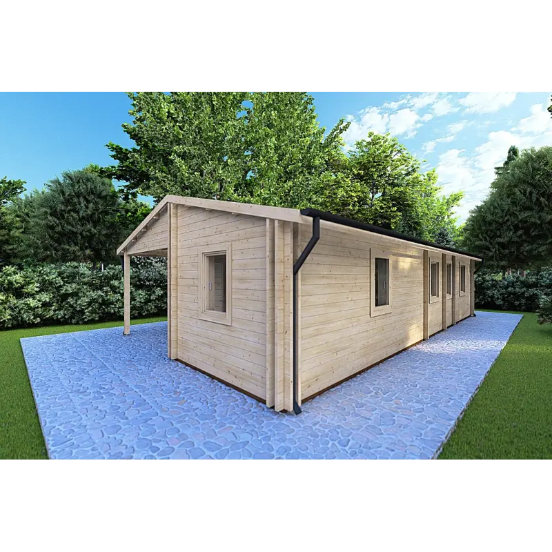 Casa in legno coibentata ALMA 6x11 44/100/44 mm, fronte lato destro