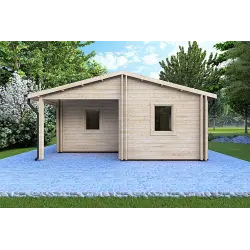 Casa in legno coibentata ALMA 6x11 44/100/44 mm, vista frontale
