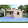 Casa in legno coibentata ALMA 6x11 44/100/44 mm, vista frontale